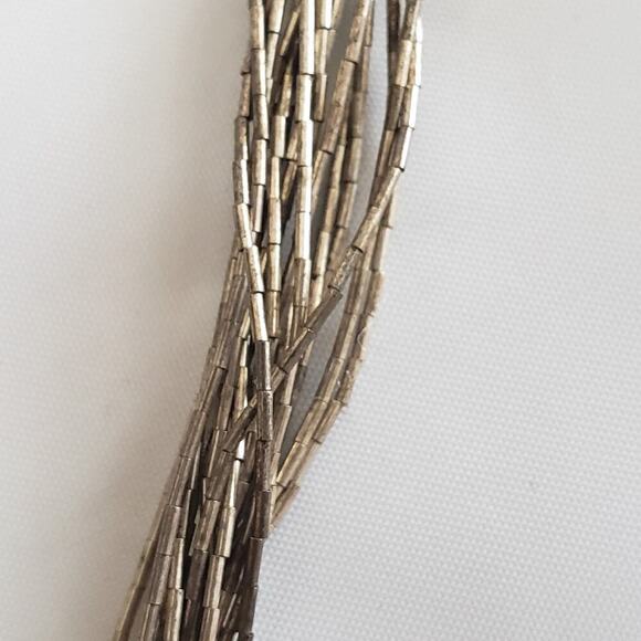 Liquid Silver 16 Strand Necklace, Southwestern Stamped Sterling 925 - Picture 4 of 8